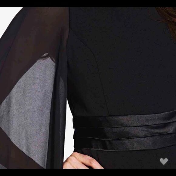 Adrianna Papell black cape jumpsuit with belted waist- size 4 NWT - Picture 4 of 10